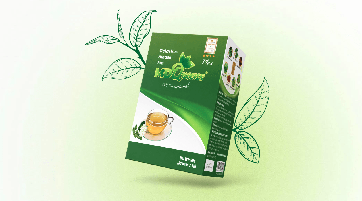 Hộp trà xạ đen MD Queens cùng thảo dược và tách trà